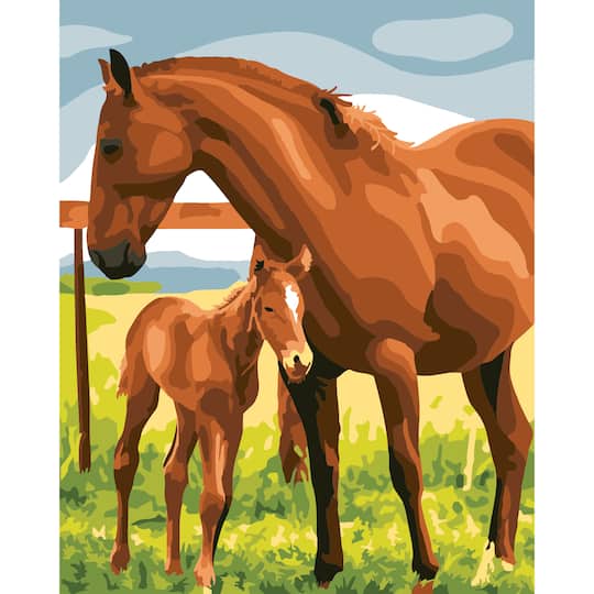 Artists Loft; 8" x 10" Horses Paint-by-Number Kit with Wood Display Hanger by Artist's Loft®; Category:Paint by Numbers; Image:1